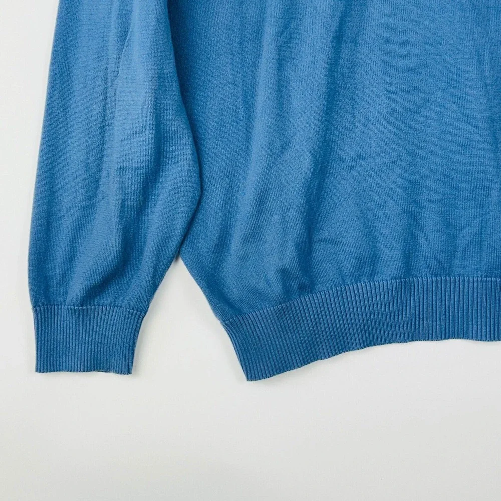 Jos. A. Bank V Neck Sweater Size XXL Blue 100% Pima‎ Cotton Ribbed